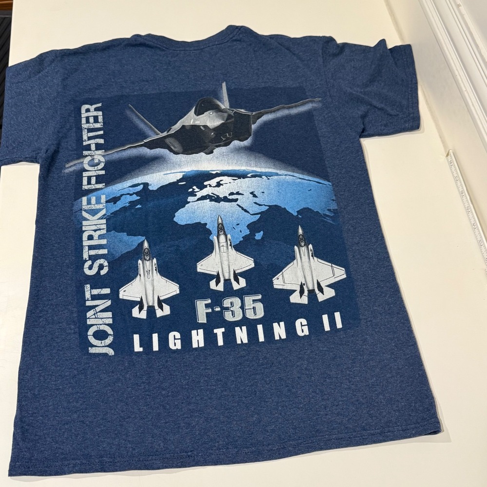 Northrop Grumman F-35 Lightning II Joint Strike Fighter T-Shirt Navy Blue Small